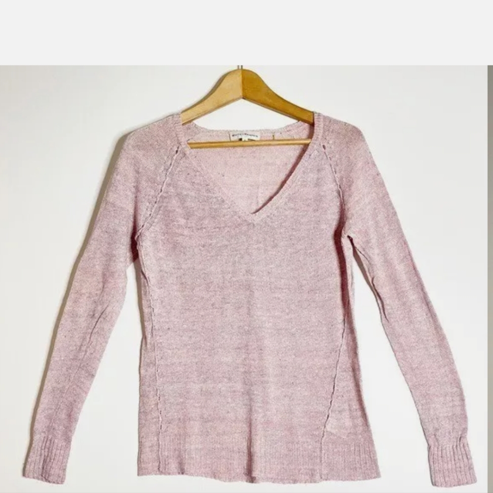 White + Warren V- Neck Sweater Gray Classic Linen Roll Neutral Tunic - Picture 7 of 7